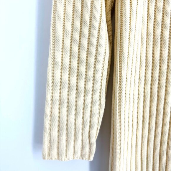 Doe & Rae Womens Cream Ribbed Long Sleeve Turtleneck Midi Sweater Dress Size M - Picture 5 of 8